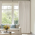 Ivory Cream Linen Blackout Curtains 112 Inches Long for Bedroom Neutral Boho Pinch Pleated 100% Black Out Room Darkening Sound Dampening Window Drapes Double Layer Soundproof 112 Inch Curtains