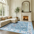 Fame Rugs Teal Modern Oushak Rug 5x7, Washable Vintage Turkish Colorful Oriental Antique Inspired Area Rugs, Luxury Living Room Bedroom (995T, 5' x 7')
