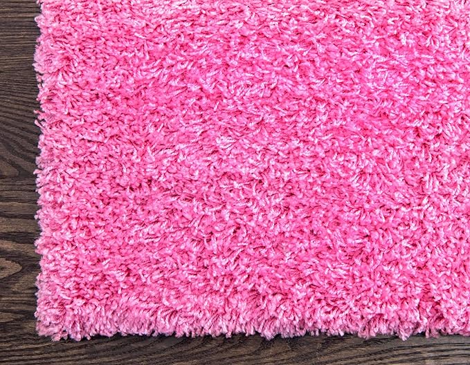 Unique Loom Solid Shag Collection Area Rug (8' x 10' Rectangle Taffy Pink)
