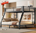 Upgraded Version Thicken Metal Queen Over King Bunk Bed, Heavy-Duty Steel King Bunk Bed, Best Modern Bunkbed King Size for Adults, Easy Assemble (Queen Over King)
