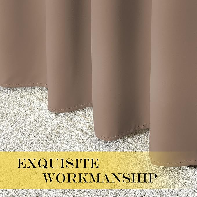 NICETOWN Blackout Window Curtain 90 inch Length - Room Darkening Thermal Insulated Grommet Large Window Treatment Light Blocking for Bedroom/Doorway (Capuccino, 1 Panel, W66 x L90)