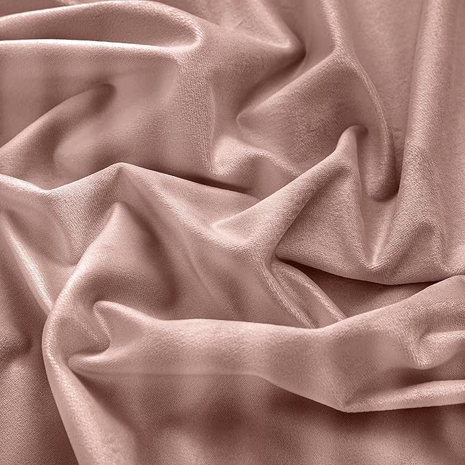 RYB HOME Velvet Curtains 72 inches Length, Back Tab & Rod Pocket Soft Fabric Curtains & Drapes for Home Office Attic Cafe Basement, Dusty Pink, W 52 x L 72, 2 Panels Set
