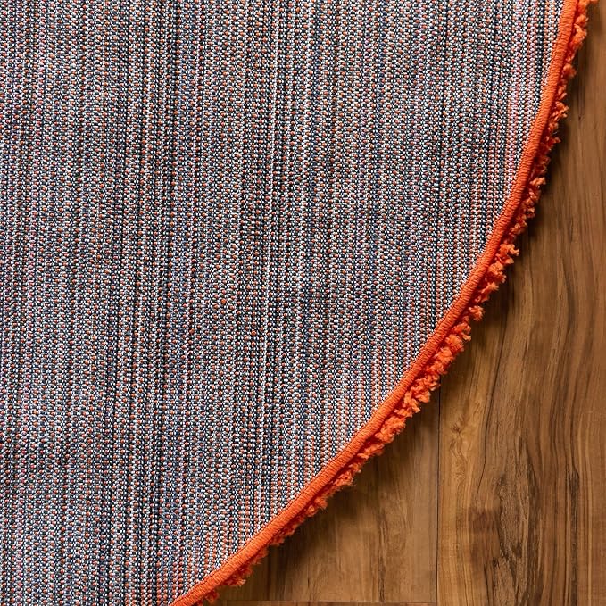 Unique Loom Solid Shag Collection Area Rug (5' 1" x 8' Oval, Tiger Orange)