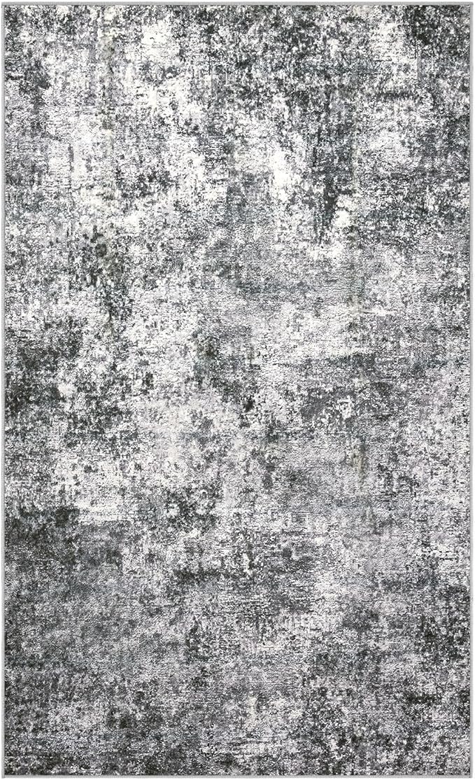 Area Rug Living Room Rugs - 3x5 Large Soft Indoor Neutral Modern Abstract Low Pile Washable Rug Carpet for Bedroom Dining Room Farmhouse Home Office - Grey