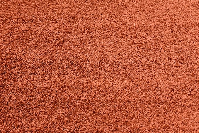 Unique Loom Solid Shag Collection Area Rug (8' Square, Terracotta)