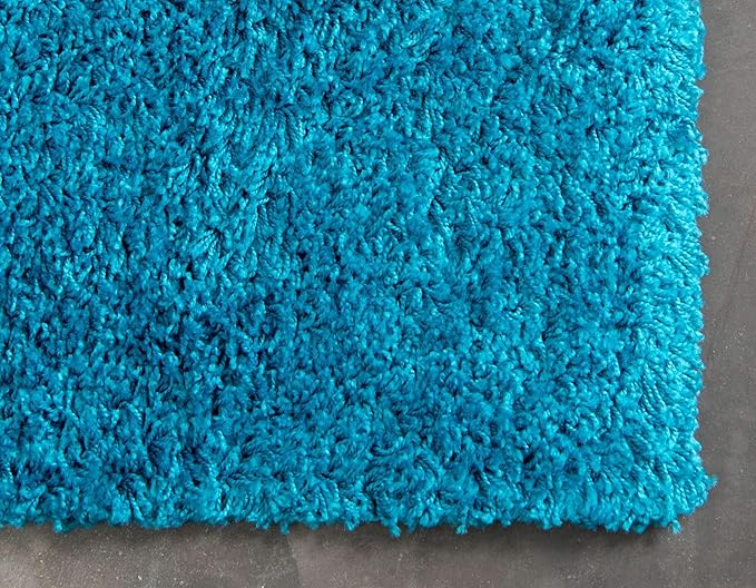 Unique Loom Solid Shag Collection Area Rug (3' 3" x 5' 3" Rectangle, Turquoise)