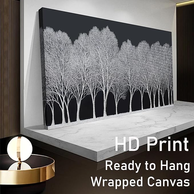 Trogonup Black and White Wall Art for Bedroom Large Forest Picture Landscape Tree Artwork for Living Room Home Office Modern Canvas Prints Ready to Hang 24"x48"