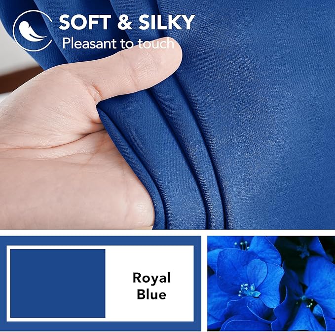 Deconovo Blackout Curtains, Thermal Insulated, W52 x L54 2 Panels, Back Tab, Machine Washable, Room-Darkening Drapes for Bedroom/Living Room Royal Blue