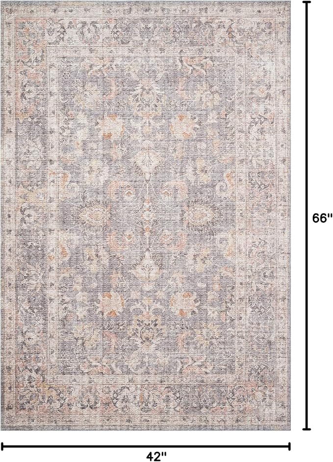 Loloi II Skye Collection SKY-01 Grey/Apricot 3'-6" x 5'-6" Accent Rug