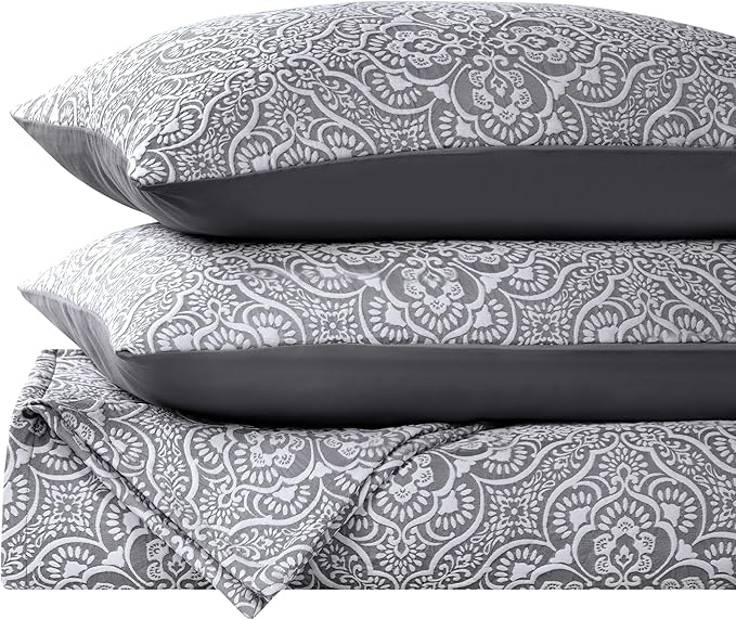Superior 3 Piece Bedspread Set, Home Bed Decor, Decorative Bed Spread, 2 Pillow Shams, Medium Weight Blanket, Floral Matelasse Coverlet, Bedding Essentials, Enzy Collection, California King, Charcoal