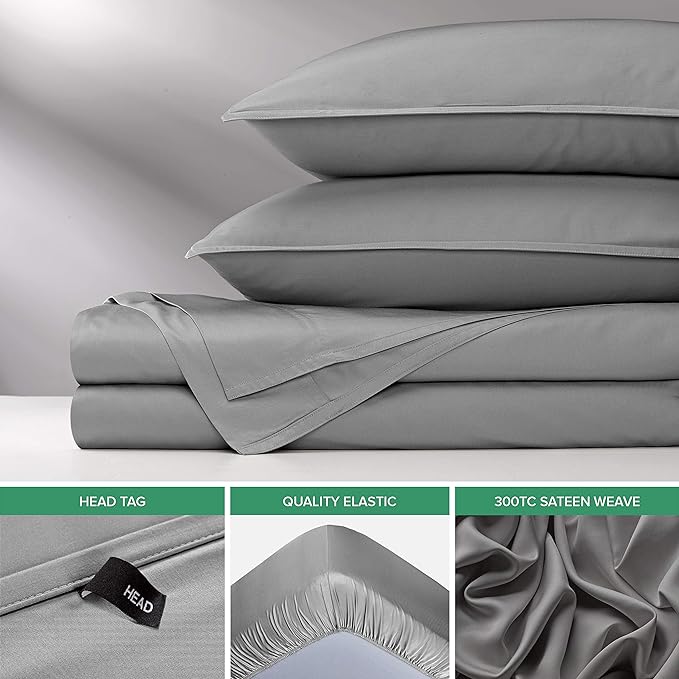 Pure Bamboo Twin XL Sheets, Genuine 100% Organic Viscose Derived from Bamboo Bed Sheet Set, Luxuriously Soft & Cooling, Double Stitching, 2 Year Quality Promise (Twin XL, Stone Grey)