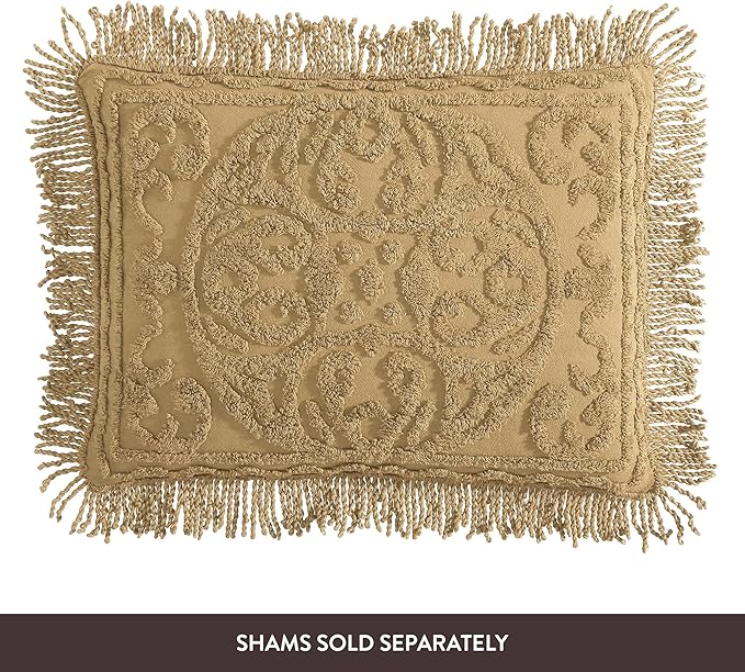 Beatrice Home Fashions Medallion Chenille Bedspread, Full, Gold