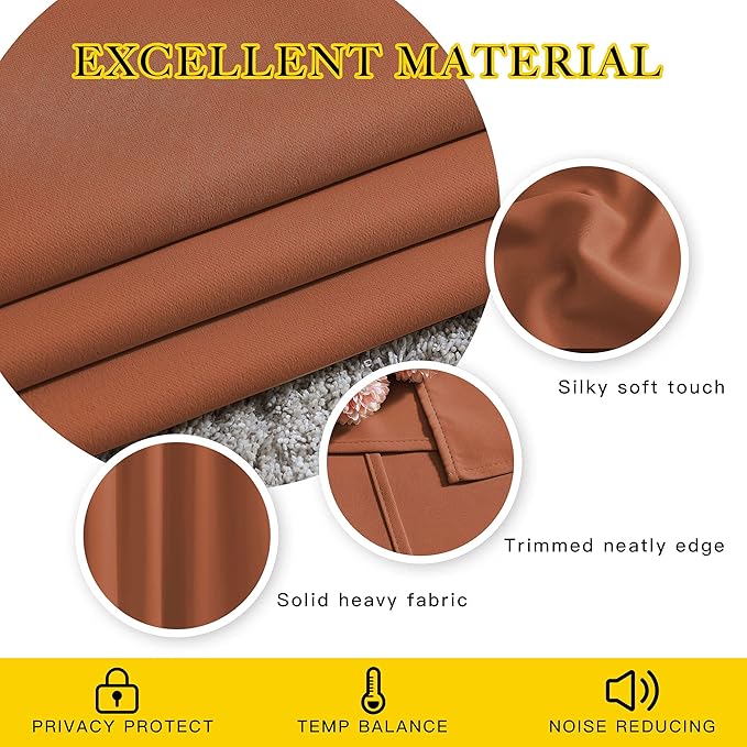 NICETOWN Sliding Glass Door Curtain - Grommet Extra Wide Window Treatment Thermal Insulated Drape for Kids Room/Living Room (Burnt Orange, W100 x L95, 1 Panel)