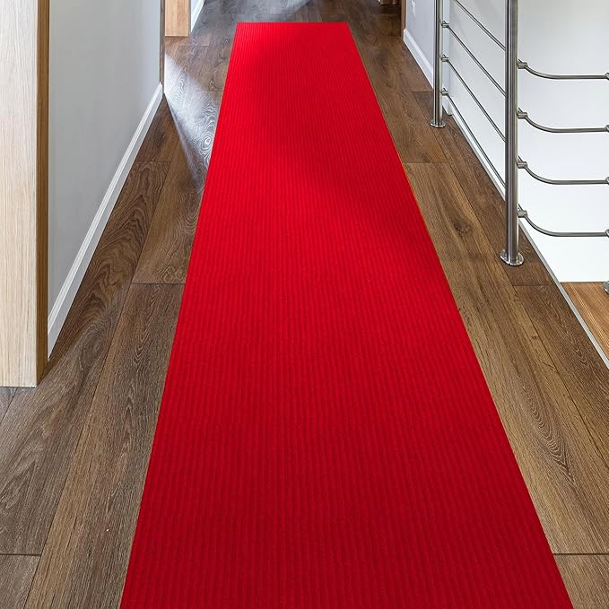 Ottomanson 2' x 45' Hallway Runner with Scraper Pile - Extra Durable Non-Slip Rug Mat for Indoor & Outdoor Use - Ideal for Kitchen, Entryway, Patio & Garage - High-Traffic Carpet, Red