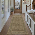 Brown 2x6 Runner Rug Washable Vintage Long Carpet for Hallway Kitchen Soft Retro Floral Low Pile Indoor Runner Non Slip Traditional Distressed Rug for Bathroom Bedroom Laundry Dining Room