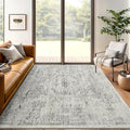 6x9 Area Rug for Living Room Floral Washable Non-Slip Gray Rugs for Bedroom Dinning Room Ultra-Thin Indoor Grey Rug