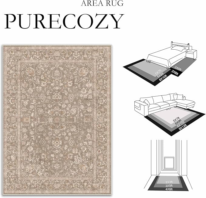 2x3 Deep Brown Entryway Area Rug Machine Washable Door Mat Kitchen Vintage Distressed Non Slip Carpet Indoor Retro Floral Accent Throw Small Rug for Bathroom Office Bedroom Living Dining Room