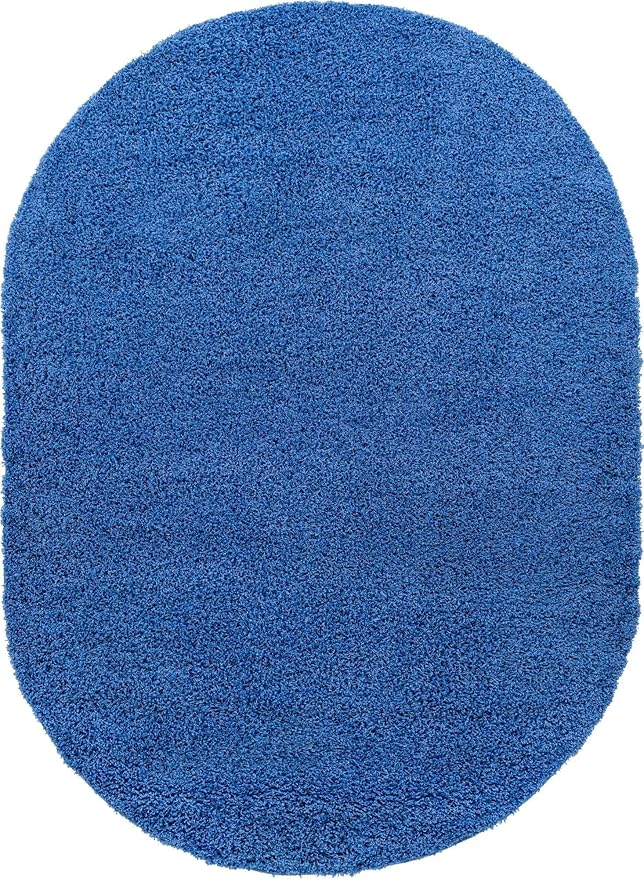 Unique Loom Solid Shag Collection Area Rug (8' x 10' Oval, Lilac)