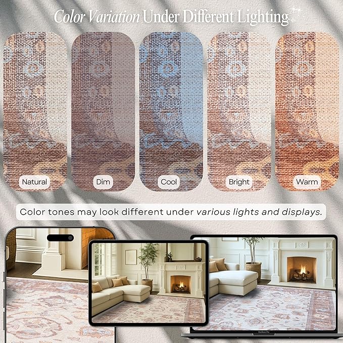 Fame Rugs Brown Modern Oushak Rug 3x5, Washable Vintage Turkish Colorful Oriental Antique Inspired Foldable Small Area Rugs, Luxury Living Room Bedroom (383BB, 2'6" x 5')