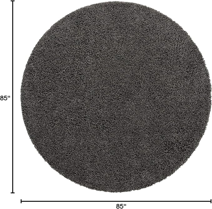 Unique Loom Solid Shag Collection Area Rug (7' 1" Round, Graphite Gray)