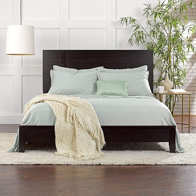 Pure Bamboo Queen Sheets, Genuine 100% Organic Viscose Derived from Bamboo Bed Sheet Set, Luxuriously Soft & Cooling, Double Stitching, 2 Year Quality Promise (Queen, Sea Glass)