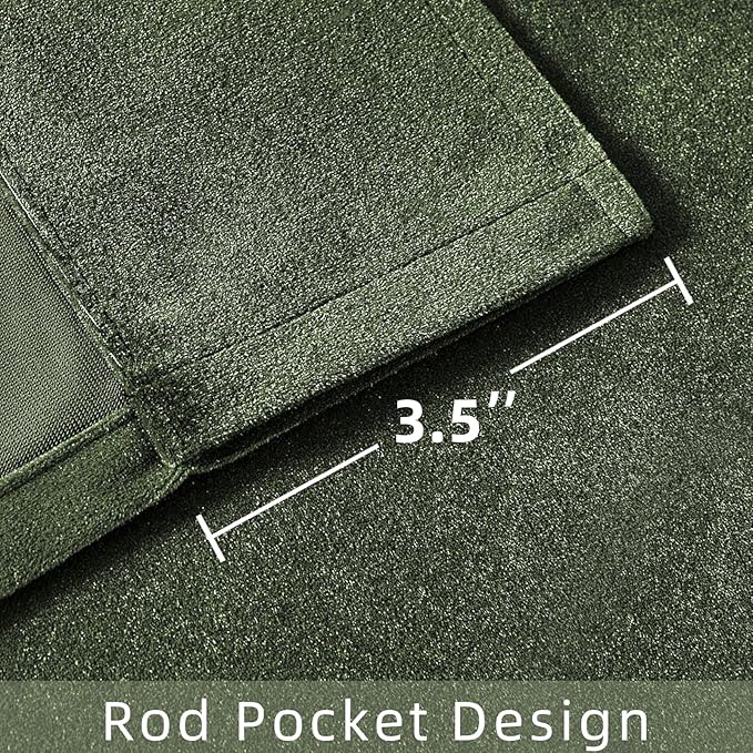 Joydeco Customized Velvet Curtains for Bedroom & Living Room, Heavy Duty Luxury Thermal Insulated Olive Green Velvet Curtains Rod Pocket 1 Panel, Custom Size