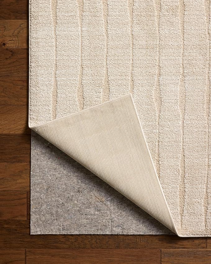 Loloi Chris Loves Julia Calvin Collection CLV-02 Ivory/Oatmeal 9'-6" x 12'-6" Area Rug Checkered Neutral Soft Living Room Bedroom Carpet