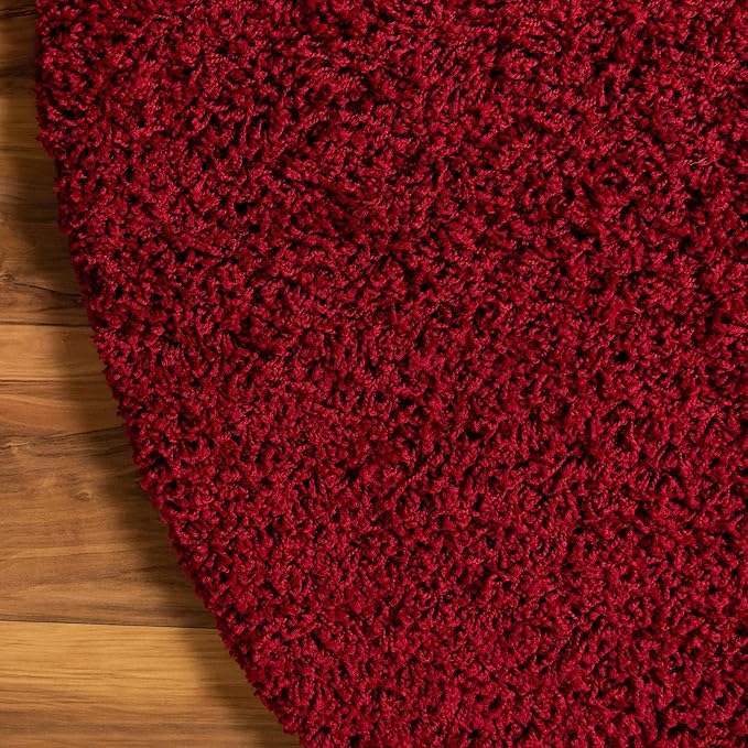 Unique Loom Solid Shag Collection Area Rug (3' 3" x 5' 3" Oval, Cherry Red)