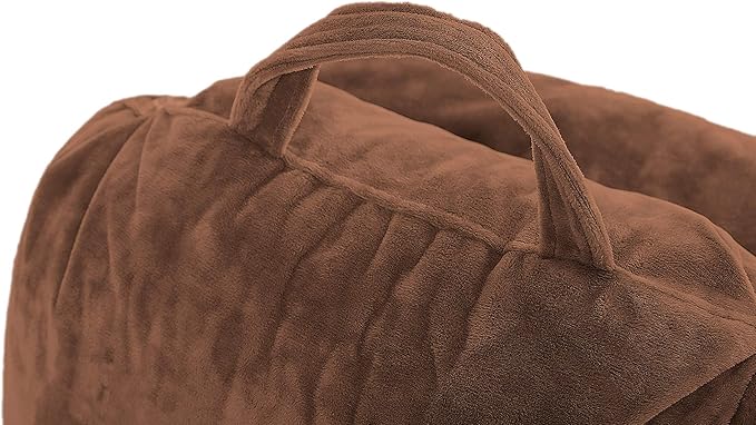 Husband Pillow Medium Chocolate, Backrest for Kids, Teens, Petite Adults - Reading Pillows with Arms, Adjustable Loft, Plush Memory Foam, Bed Rest Chair Sitting Up, Detach Neck Roll, Removable Cover