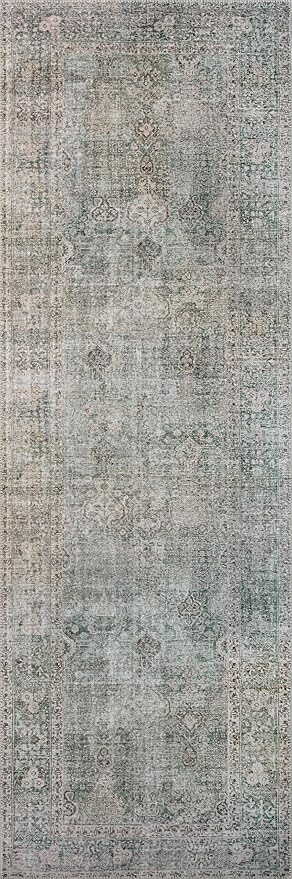 Loloi Chris Loves Julia Jules Collection JUL-08 Emerald/Antique Ivory 9'-6'' x 14', .13" Pile Height, Area Rug