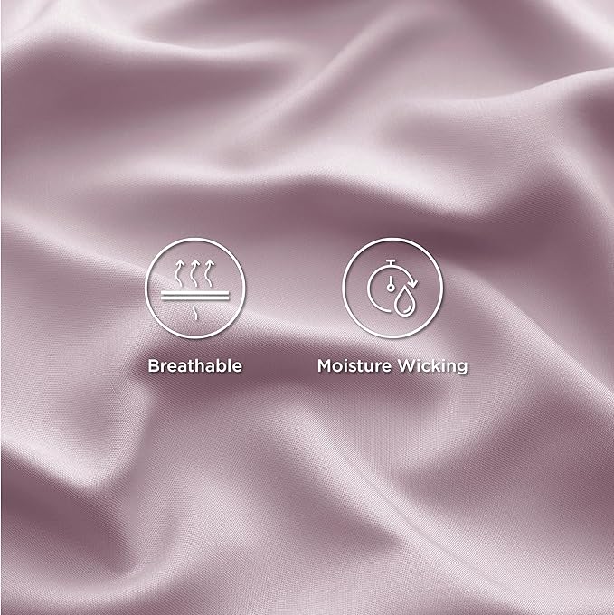 Bedsure Full Size Bed Sheets, Cooling Sheets, Rayon Derived from Bamboo, Breathable & Soft, Deep Pocket Up to 16 Inches, Hotel Luxury Silky Bedding for Hot Sleepers, Lavender