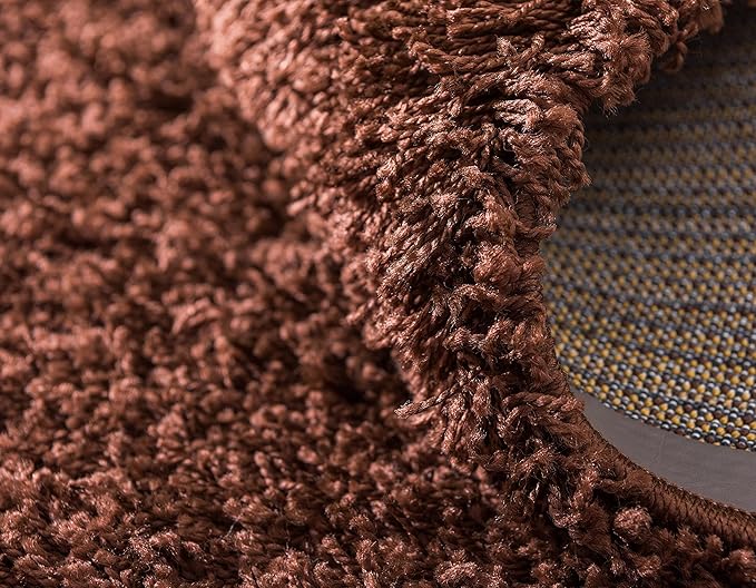 Unique Loom Solid Shag Collection Area Rug (2' 6" x 13' 1" Runner, Chocolate Brown)