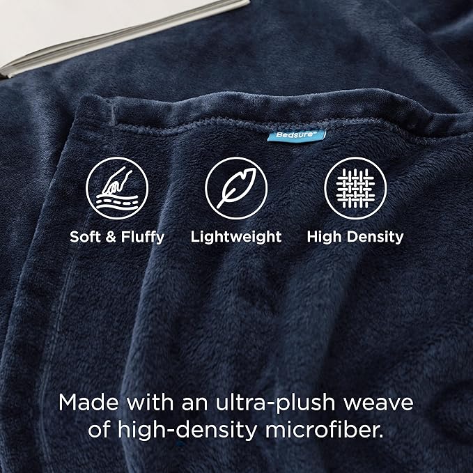 Bedsure GentleSoft Navy Blue Fleece Blankets King Size - Bed Blanket Soft Lightweight Plush Cozy Fuzzy Luxury Microfiber, 108x90 inches