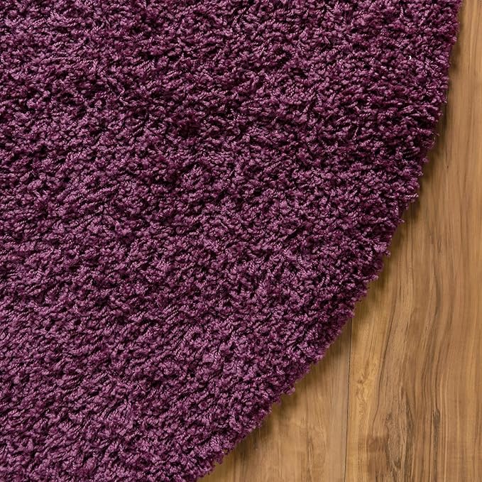 Unique Loom Solid Shag Collection Area Rug (5' 1" x 8' Oval, Eggplant Purple)