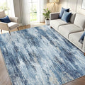 AMADA HOMEFURNISHING 5x7 Area Rugs for Living Room, Modern Abstract Washable Rug Neutral Soft with Non-Slip Backing & Low Pile Kids Rug for Resistant, Bedroom, Nursery Home Office, Blue