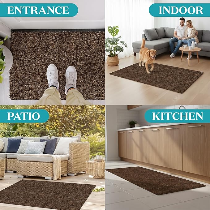 Premium Microfiber Indoor Door Mat – 24"x36" Washable Entry Mat, Non-Slip, Waterproof Backing, Super Absorbent, Low Profile Entryway Doormat for Indoor Entrance