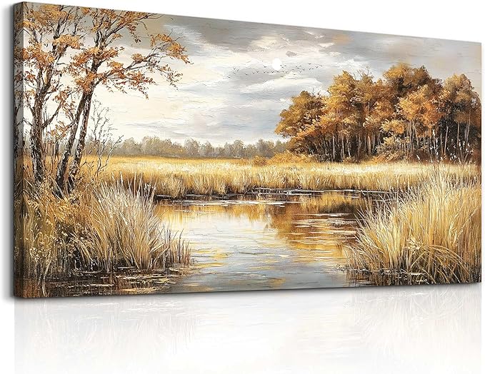 ERQINHUA Large Wall Decor Canvas Painting Wall Art For Bedroom Living Room Decor Lake Surface Landscape Painting Artwork Print For Home Decor Room For office Farmhouse Room Wall Decoration 30x60 In