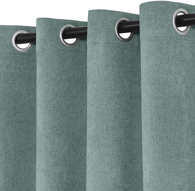 Macochico Thermal Blackout Chenille Curtains 100% Blackout Window Draperies for Living Room Bedroom Auditorium Banquet Hotel Teal Curtains with Tieback Classic Home Decor 72" Wx102 L 1 Panel