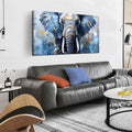ENTANUB Elephant Wall Art for Bedroom, Animal Canvas Wall Art for Living Room, Blue Picture Print, Size 48x24 Inches