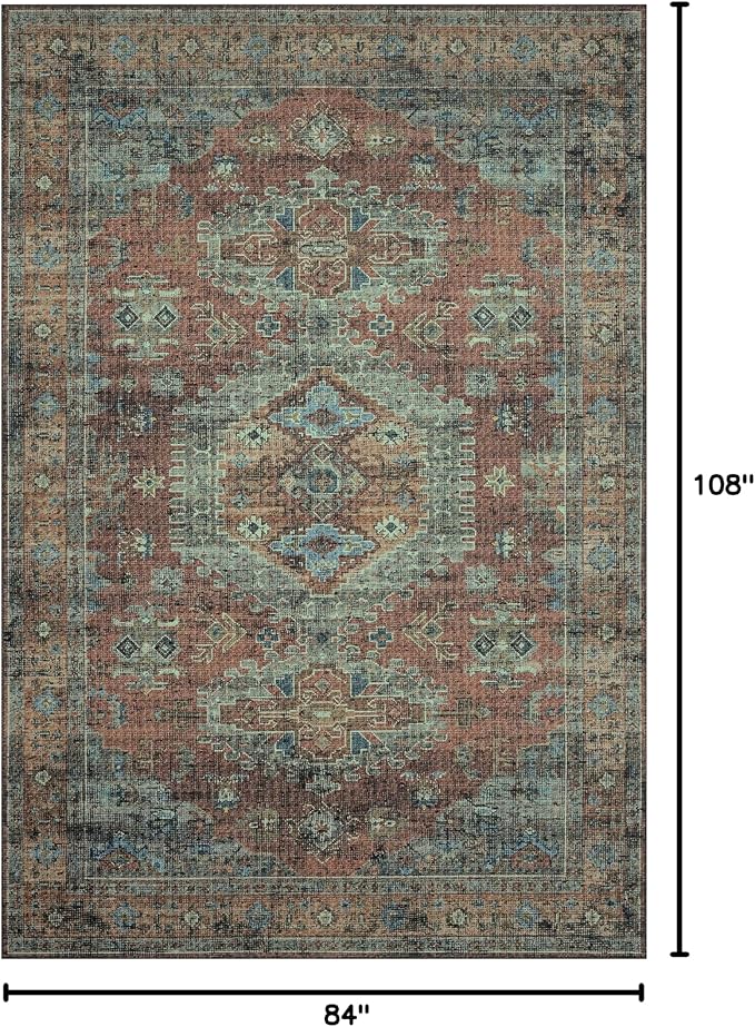 Loloi Skye Collection SKY-07 Terracotta/Sky 7' x 9' Oval Area Rug