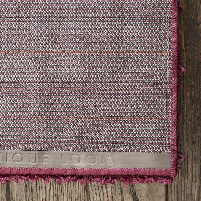 Unique Loom Solid Shag Collection Area Rug (2' 2" x 6' 7" Runner Eggplant Purple)