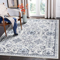 vivorug 3x5 Rug, Stain Resistant Washable Rug for Living Room, Floral Area Rug Vintage Inspired (Ivory/Blue, 3'x5')