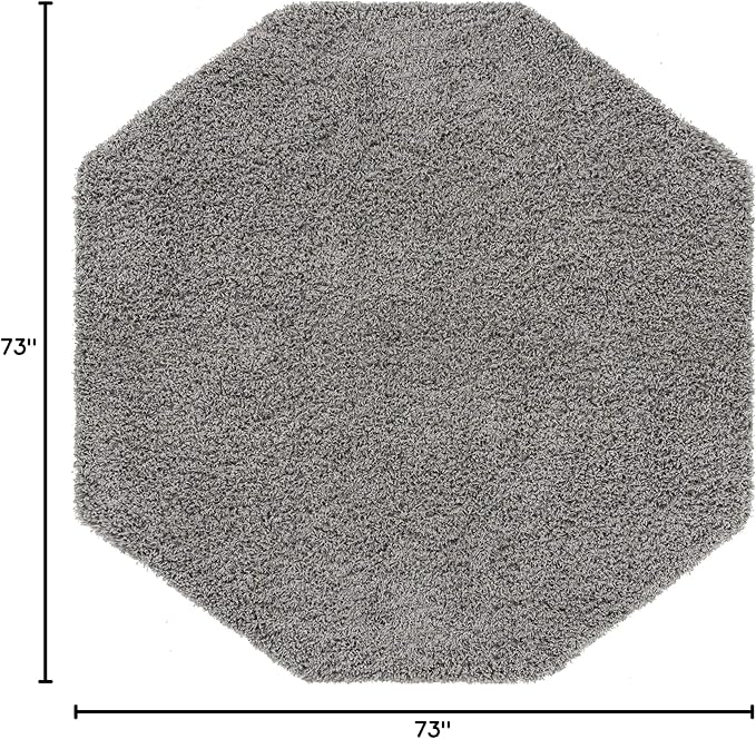 Unique Loom Solid Shag Collection Area Rug (6' 1" Octagon, Cloud Gray)