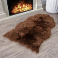 Silky Soft Faux Fur Rug, 2 ft. x 3 ft. Brown Fluffy and Shaggy Sheepskin Carpet for Living Rooms, Bedroom, Kid's Room, or Nursery, Home Décor Accent, Machine Washable with Non-Slip Backing