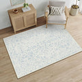3x5 Blue Area Rug Non Slip Vintage Office Entryway Rug Distressed Machine Washable Kitchen Carpet Traditional Retro Floral Accent Throw Door Mat for Bedroom Bathroom Dining Living Room
