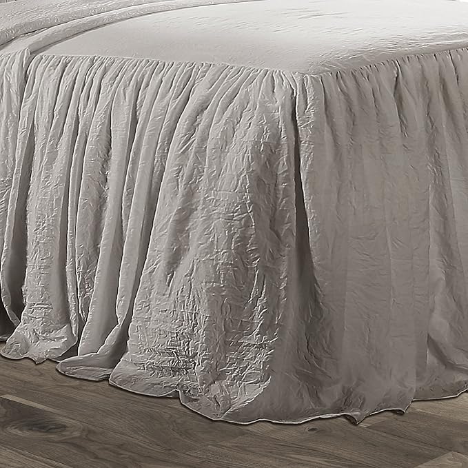 Lush Decor Ruffle Skirt Bedspread Set - 2-Piece Luxurious Farmhouse Bedding - Elegant Ruffle Detail - Timeless Style - Soft Lightweight Sheets - Twin, Grey