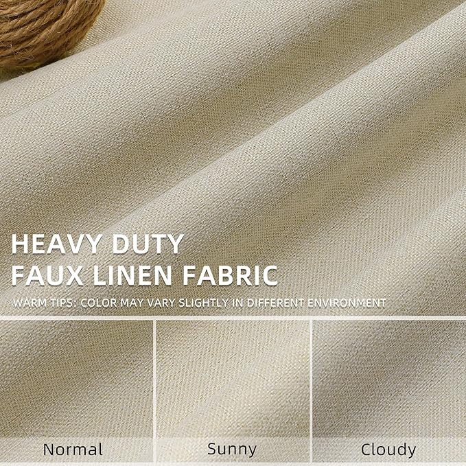 ChrisDowa 100% Blackout Tan Solid Curtains 54 Inches Long 2 Panels for Bedroom Living Room,Farmhouse Room Darkening Thermal Insulated Soundproof Grommet Top Window Treatment Drapes,52x54