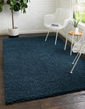 Unique Loom Solid Shag Collection Area Rug (10' x 13' 11" Rectangle, Sapphire Blue/ Navy Blue)