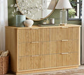 win2win 6 Drawer Dresser, Modern Dresser with Storage, 47" Wide Fluted Chest of Drawers with Faux Marble Top, Dressers TV Stand, Minimalist Drawers Organizer for Bedroom, Living Room, Hallway, Oak