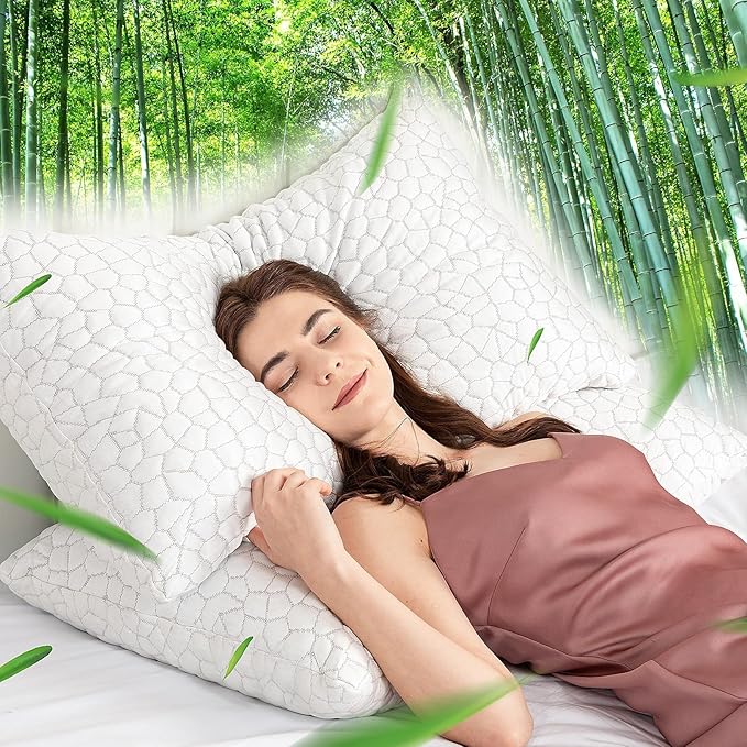 Cooling Bed Pillows for Sleeping 1 Pack Shredded Memory Foam Pillows Adjustable Cool Pillow